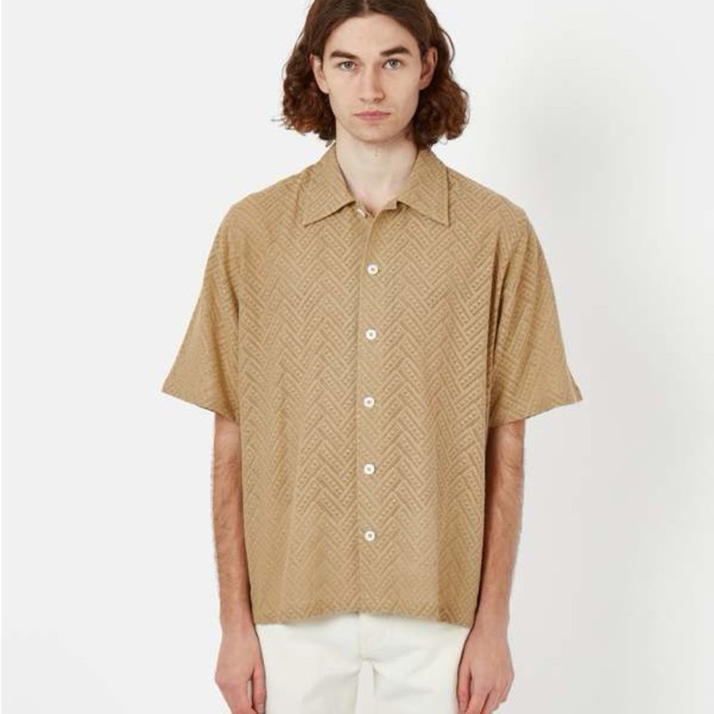 Men's Short-Sleeve Woven Camp Shirt - Tan